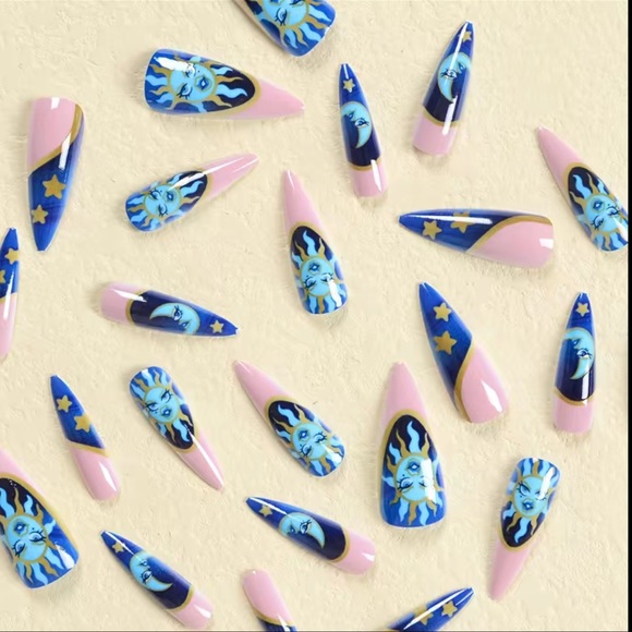 24 pc Sun goddess, moon and stars press on nails - Picture 2 of 3